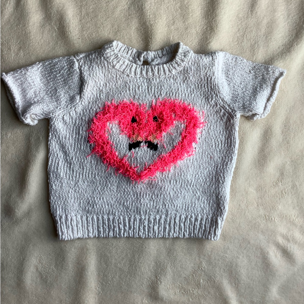 Joe Fresh Flamingo Heart short sleeve sweater 3 to 6 months 3M to 6M